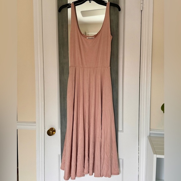 Reformation Jeans Rou Blush Pink Fit and Flare Midi Dress Minimalist Barbiecore - Picture 5 of 11